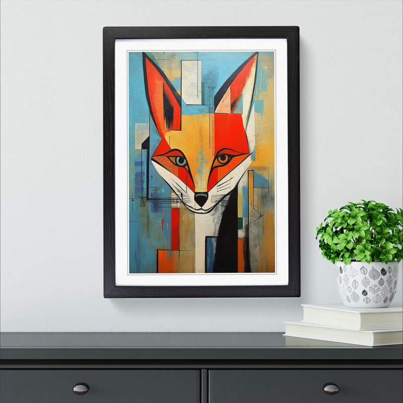 Fox Constructivism Art - Framed Print, Black Framed, 64cm H x 46cm W