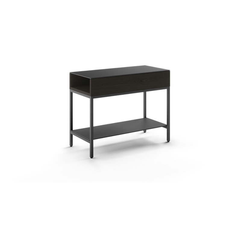 Reveal Glass End Table with Storage, Charcoal Stained Ash