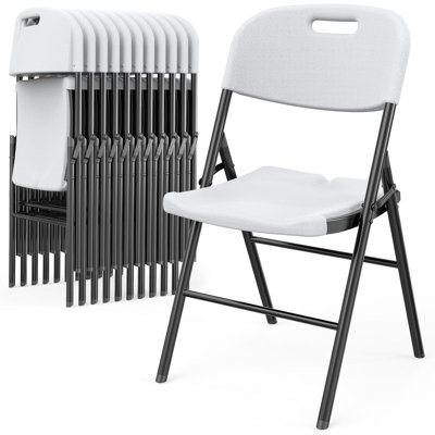 Heavy Duty Foldable Chair Portable Plastic Seat With Steel Frame 10 Pack