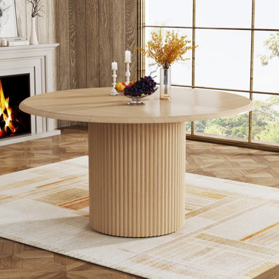 Table de salle à manger ronde pour 4 personnes, table de cuisine de ferme avec base en métal
