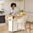 Rolling Kitchen Island with Drop Leaf Countertop, Sliding Door Storage & Lockable Wheels-583850877