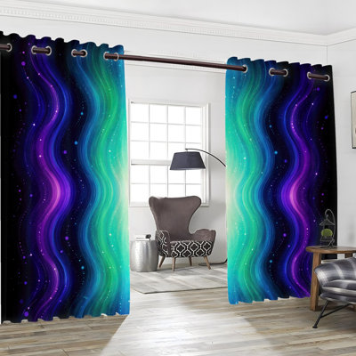 2 PCS avec œillets abstraits en polyester à imprimé ondulé Aurora