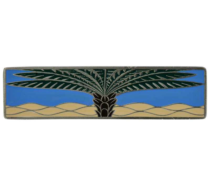 Poignée barre 3" au centre Tropical, Étain Antique / Pervenche