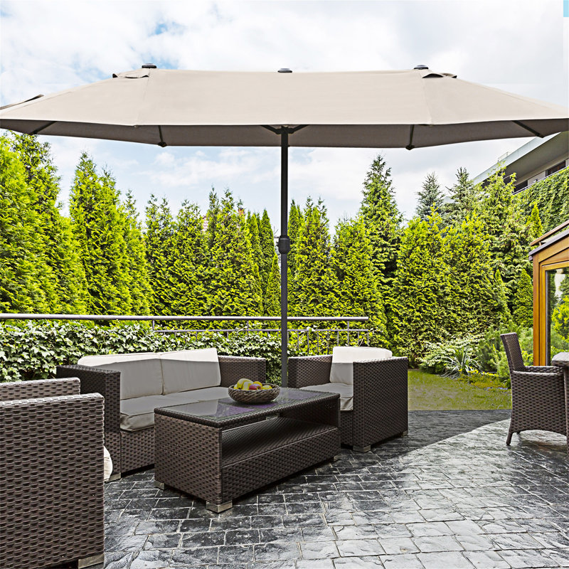 Parasol extérieur rectangulaire en acier Outsunny, Brun