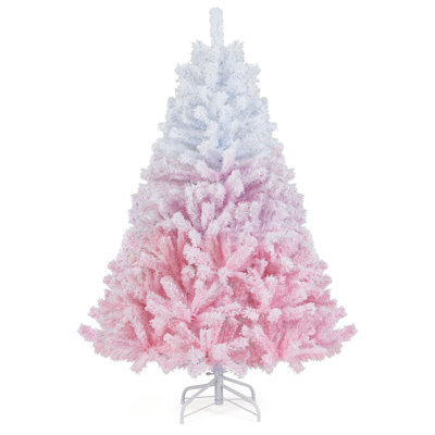  5 FT Artificial Christmas Tree Hinged Snow Flocked Xmas Tree w/ 456 Lush Branch Tips
