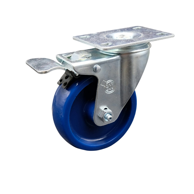 Plateau de roulettes en polyuréthane solide 4 pouces avec frein à verrouillage total SCC