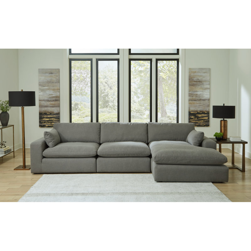 Canapé modulaire Elyza, Accoudoir à droite (vu de face), 100 % polyester beige
