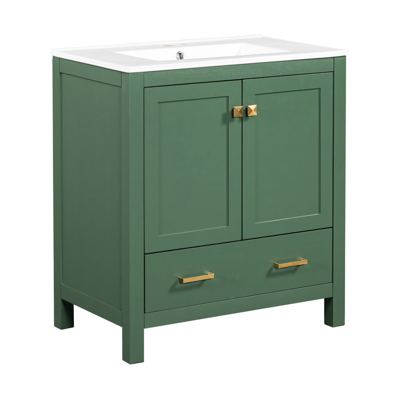Meuble-lavabo de 30 pouces - Armoire élégante avec étagère intégrée et tiroir de rangement à compartiments cloisonnés 30 "
