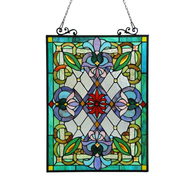 Stained glass wall decor - Laurie Geometric Window Panel