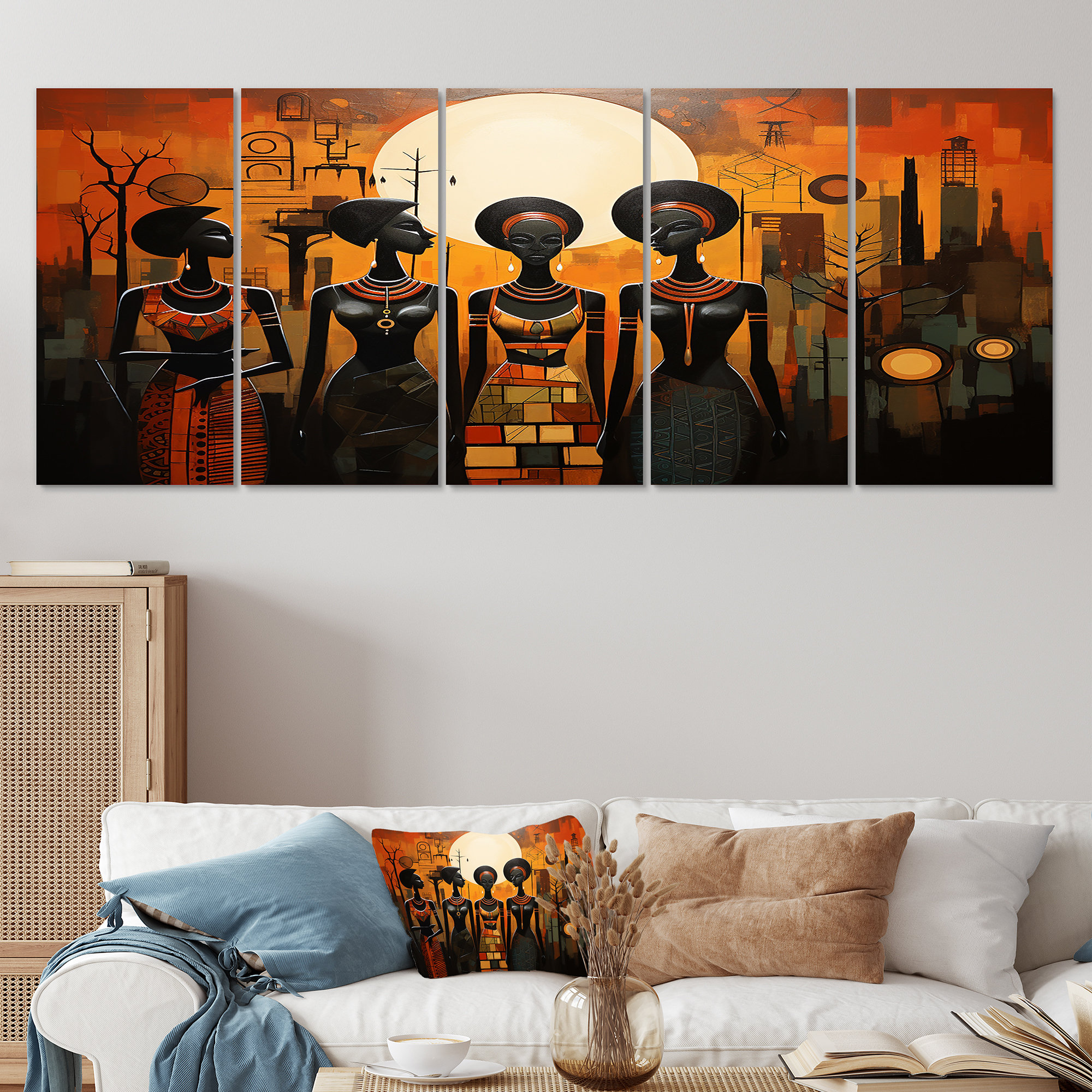 Bungalow Rose Four Tribal Ladies African Ethnic - African Tribal Wall ...
