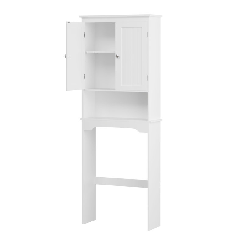 Over The Toilet Bathroom Storage Cabinet With 2 Doors & Open Shelf