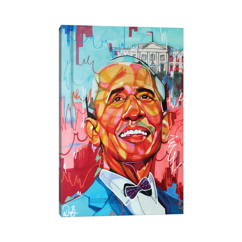 Barack Obama - impression d'art graphique, Pas de tapis, Toile tendue, H 18 po x l 12 po x 1,5 po