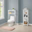 Ensemble de salle de bain en bois Lund avec 1 tablette de salle de bain au-dessus de la toilette et 1 grande étagère de rangement pour baignoire