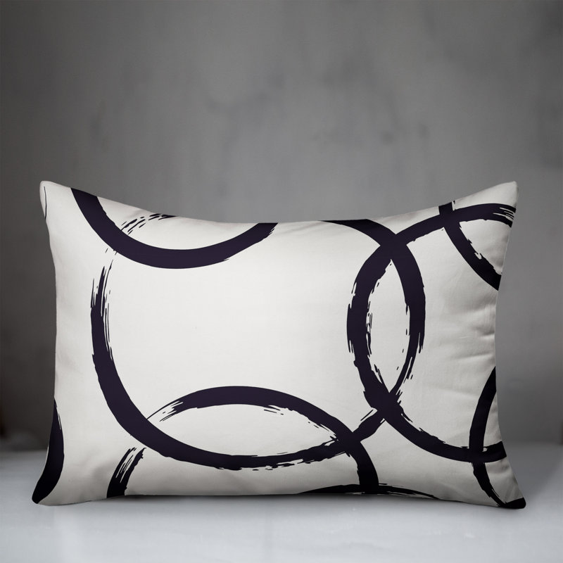 Ducret Geometric Outdoor Reversible Throw Pillow, Navy