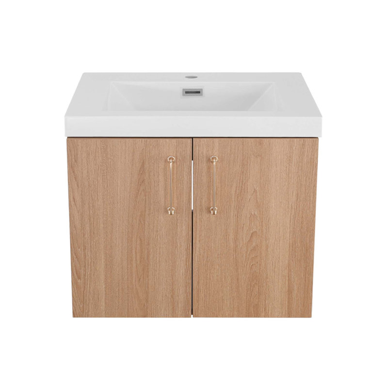 Meuble-lavabo moderne flottant avec rangement spacieux et portes à fermeture silencieuse, 24"