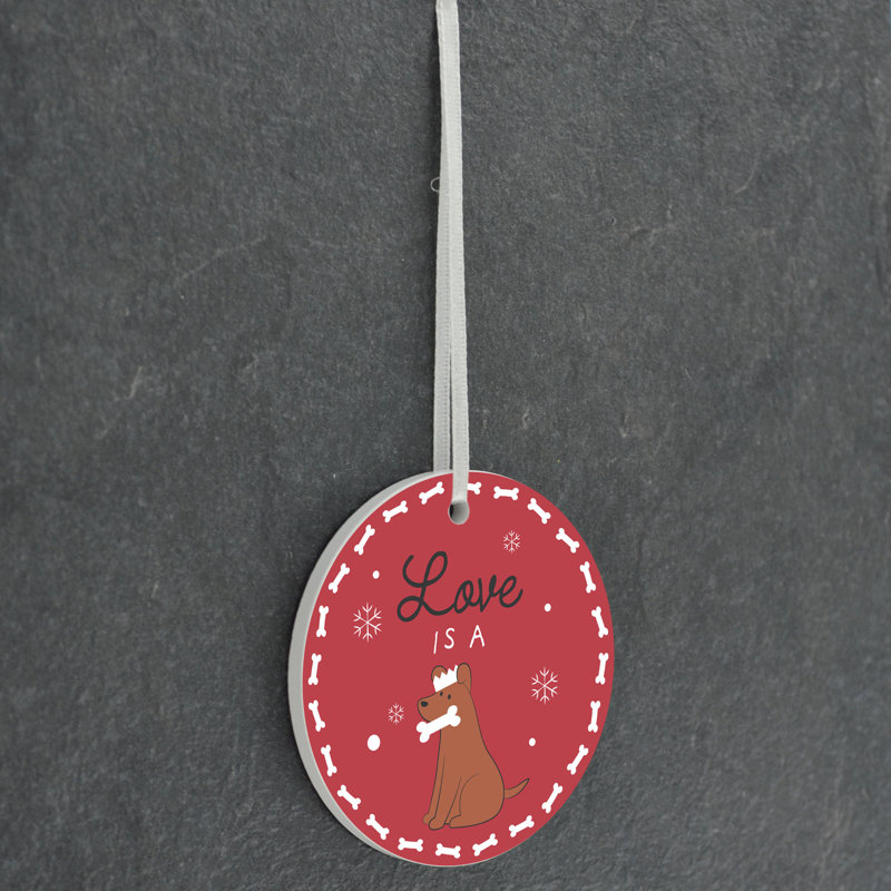 Santapaws Love Is A Dog Circle Shaped Ceramic Ornament