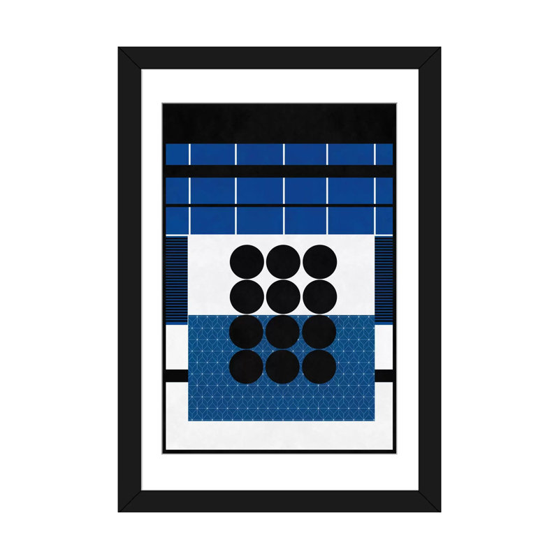 Albree Modern Study in Geometric, impression sur toile, H 32 po x l 24 po x P 1 po, Papier d'art encadré noir, Blanc