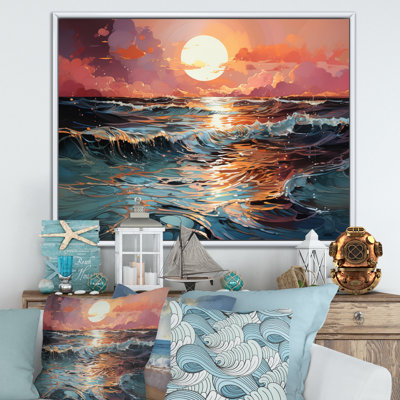 «Coastal Shimmering Tides Pink I», reproduction d'art sur toile