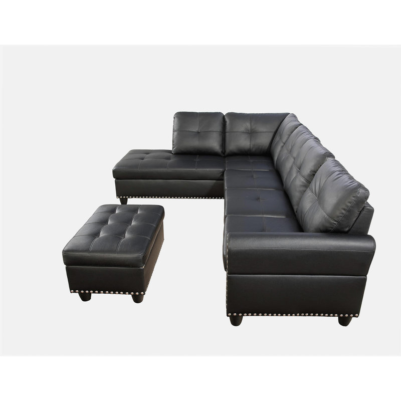 Canapé modulaire en similicuir avec repose-pieds Irine