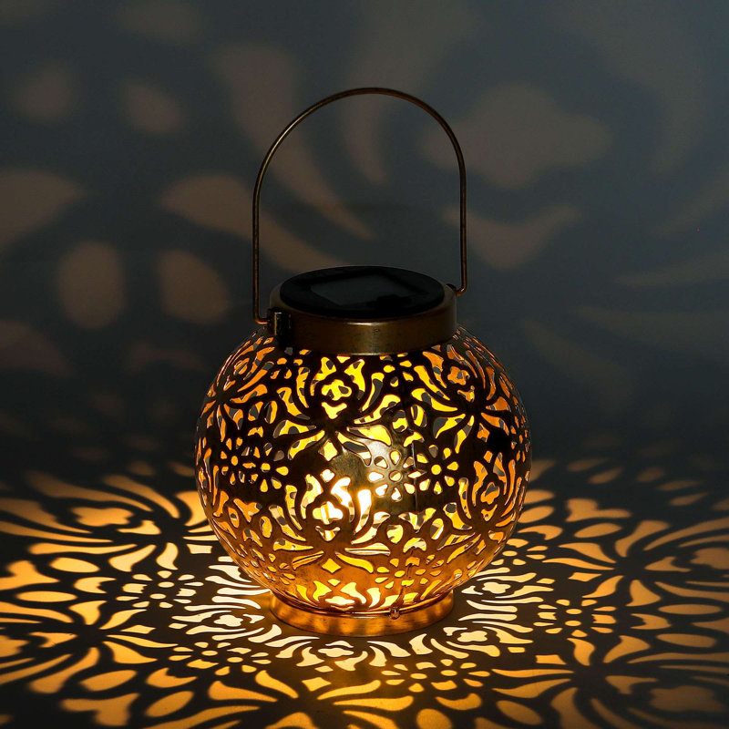 5.9'' Solar Powered Integrated LED Jar Lantern, Black