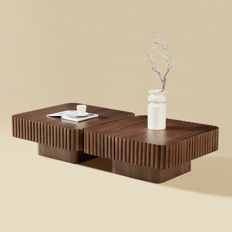 Ensemble de 2 pièces de table basse carrée 31,5 pouces Handcraft, Noyer