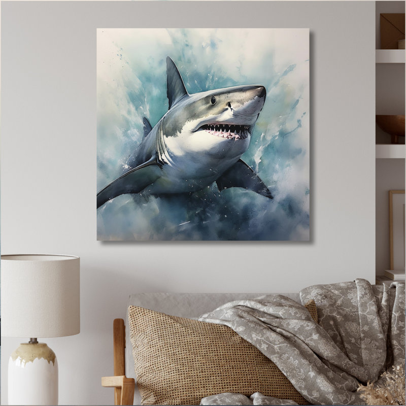 Fierce Shark II - Shark Canvas Prints, 30" H x 30" W x 1" D, Wrapped Canvas