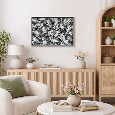 Abstract Black White Pattern Artwork, Modern Living Room Pictures, Framed Canvas Giclee Print Wall Art
