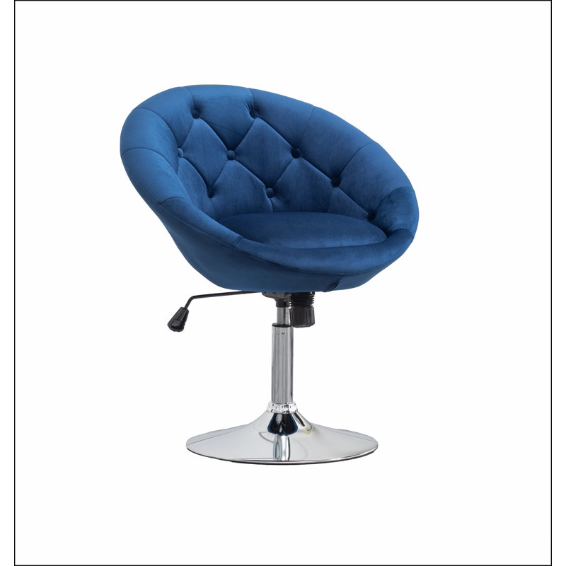 Fauteuil d'appoint pivotant en velours capitonné, Bleu
