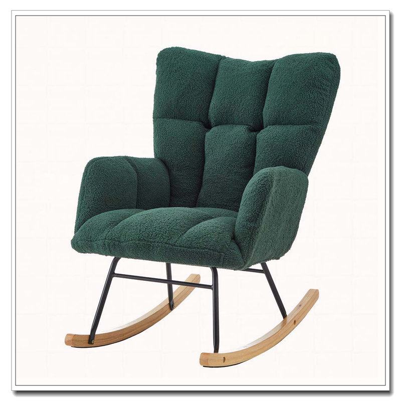 Chaise berçante en tissu Teddy, Vert