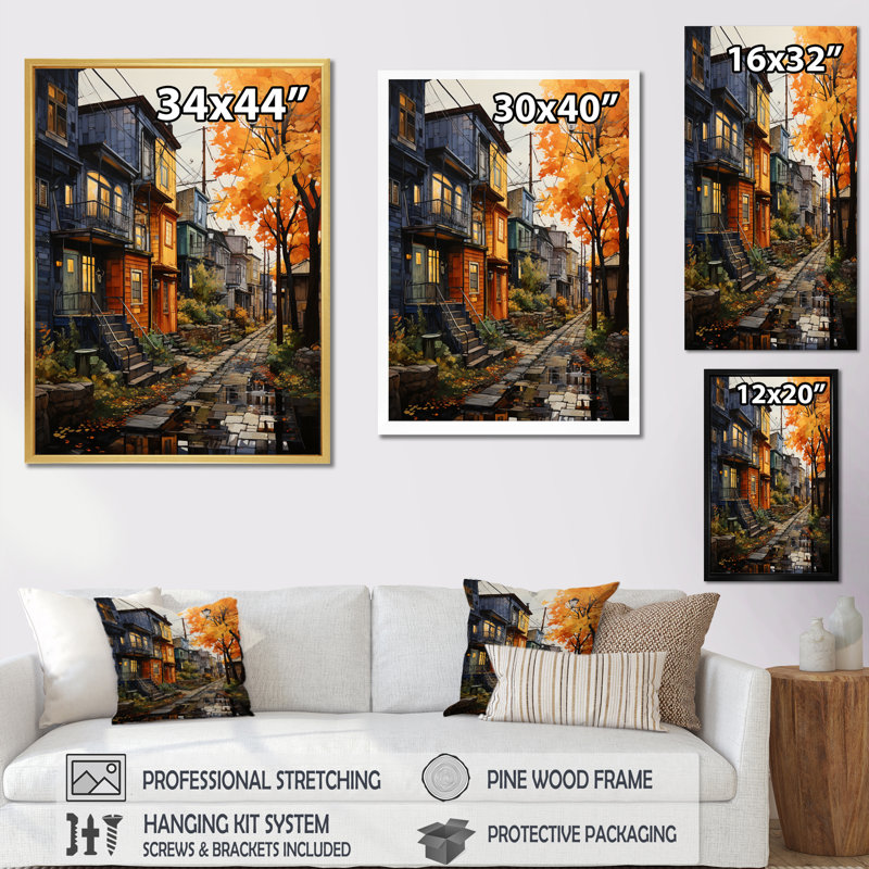 «Cityscape Alleyway Patchwork IV», reproduction, Cadre flottant noir, H 32 po x l 16 po x P 1 po
