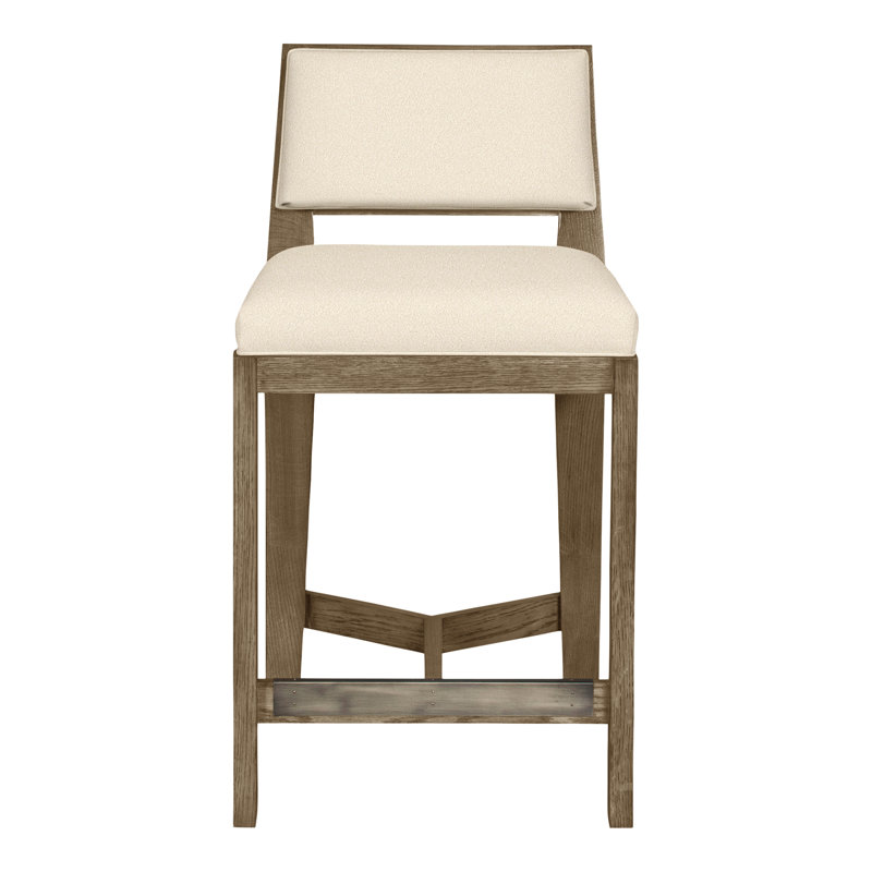 Scoville By Thom Filicia Upholstered Counter Stool with Solid Wood Frame, Hampton, Kimoni naturel