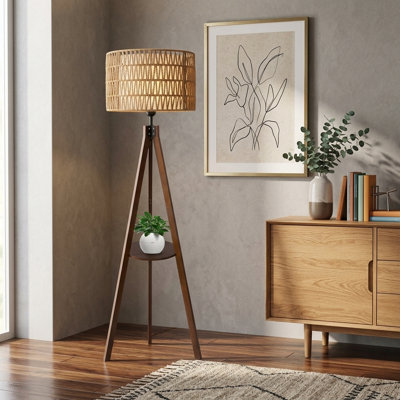Lampe trépied avec tablettes Boho
