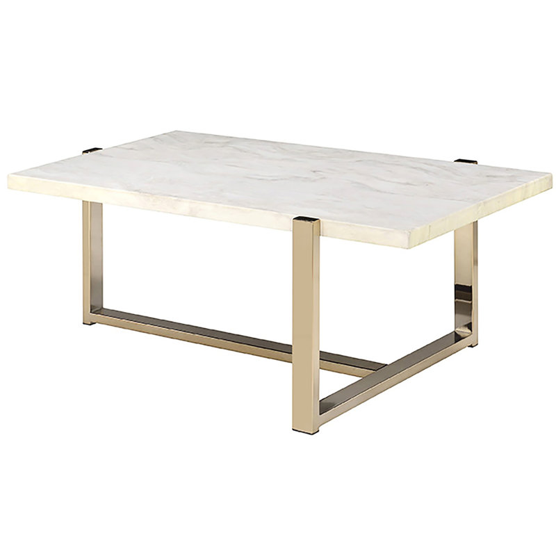 Bureau polyvalent en simili marbre blanc et champagne pour une utilisation professionnelle