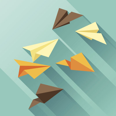 Illustration des avions en papier de style plat sur toile par Incomible