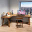 Brown L-Shaped Solid Wood writing desk
