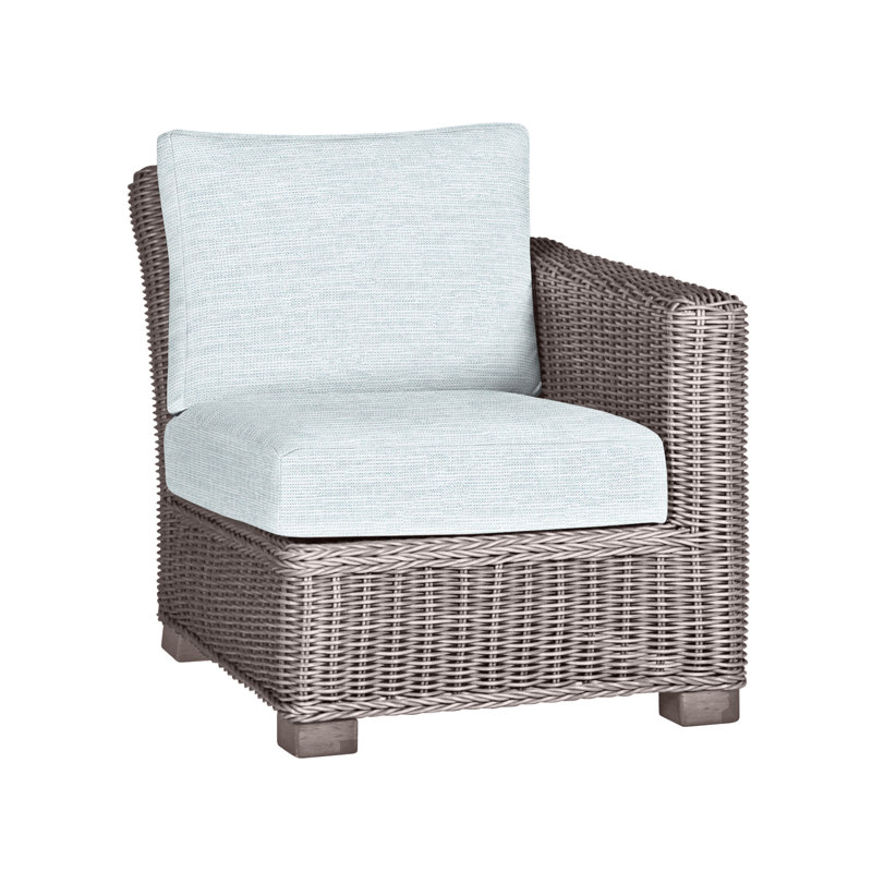 Rustic Patio Lounge Chair with Cushions, No Welt, Oyster, Paper Sky