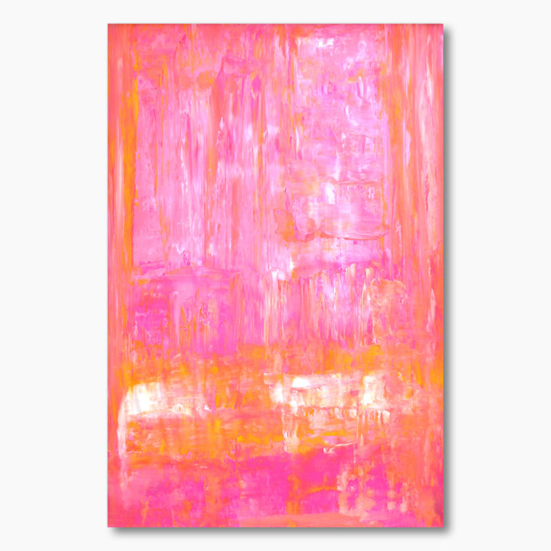 Bobetta " Pink And Orange Abstract Art V ", 20" H x 12" W, Wrapped Canvas, No Frame