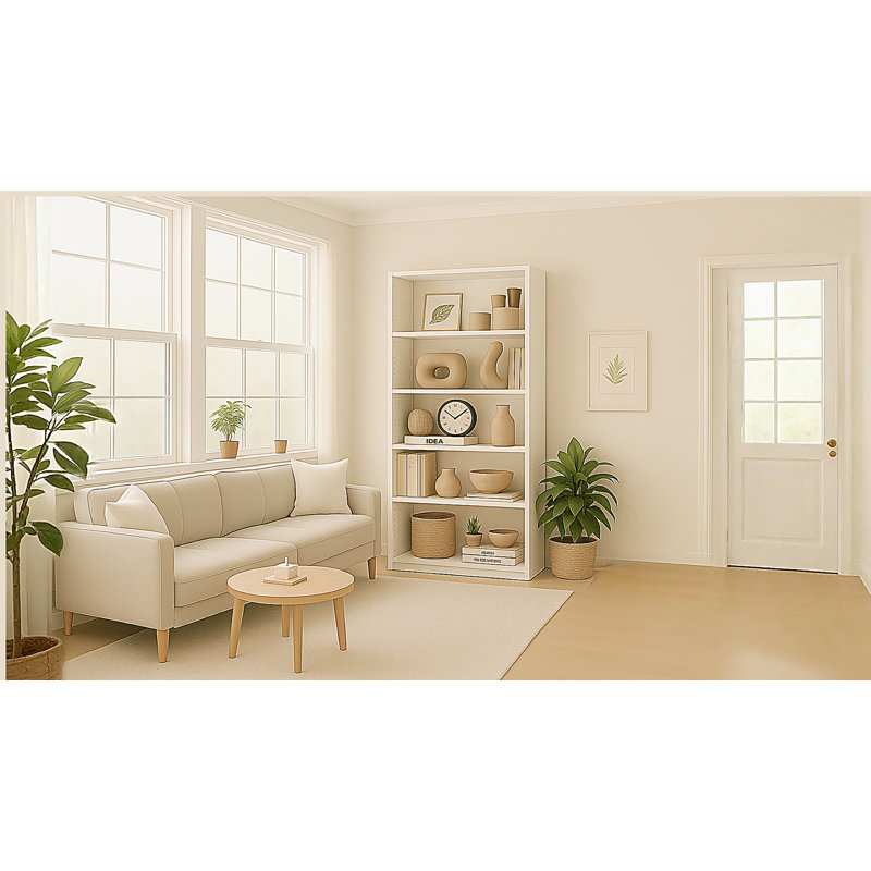 5-Tier Bookshelves Storage Cabinet, White