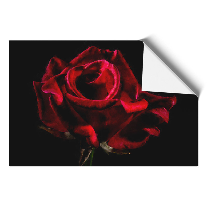 Red Rose Flower Painting - Frameless Print, 21cm H x 30cm W x 0.1cm D
