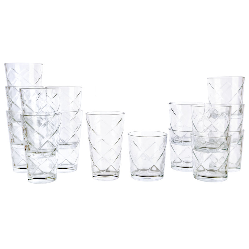 Gibson Home Rockaway Dinnerware Set, Lattice Glassware, Service For 4 (16Pcs)