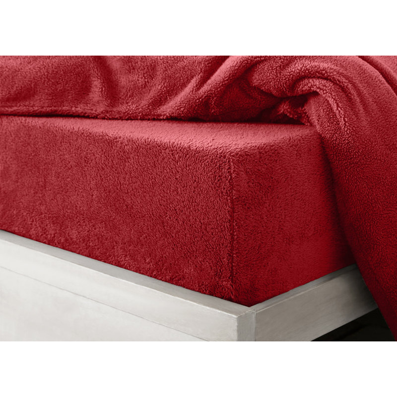 Gorgonio Velosso Teddy Soft Cosy Thermal Fleece Fitted Sheet, 137 x 190cm, Red