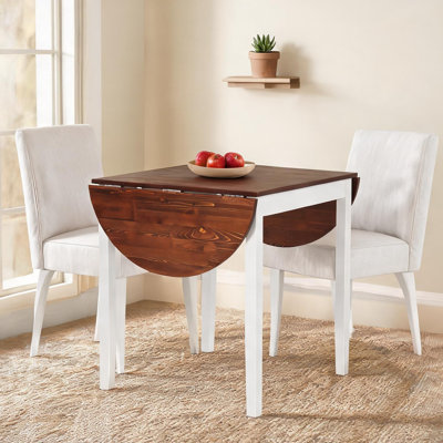 Solid Pine Drop Leaf Dining Table, Folding Expandable Space Saver for Small Spaces, Warm Brown, 55 Inches