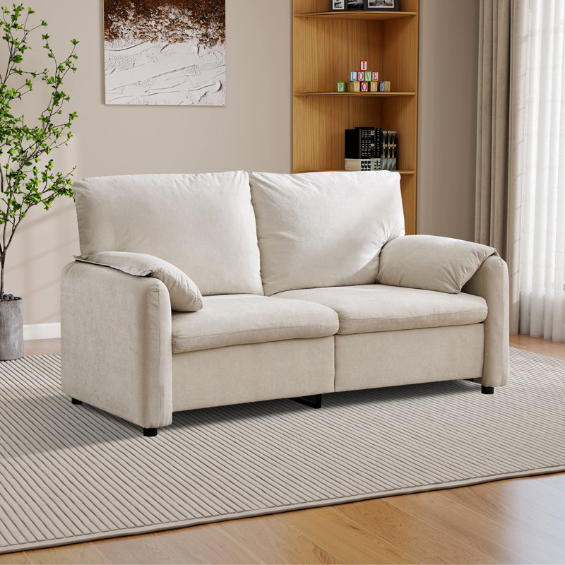 Causeuse avec accoudoirs avec dossier rembourré et accoudoirs 71,24 po, Beige