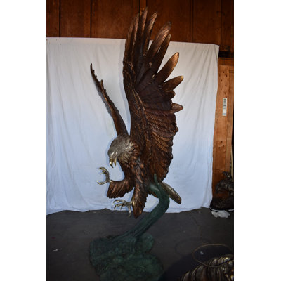 Giant Eagle Catching His Prey In Action Bronze Statue Size: 84" X 40" X 84"H
