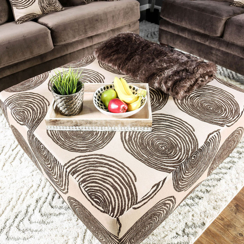 Repose-pieds rembourré de style contemporain, Brun