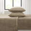 Full Sheet Taupe, 100% Material, And Smooth, Double Brushed, Includes Flat, Fitted Sheets Pillowcases, Taupe Size , , , Elasticized Sheet, Machine Washable Bed