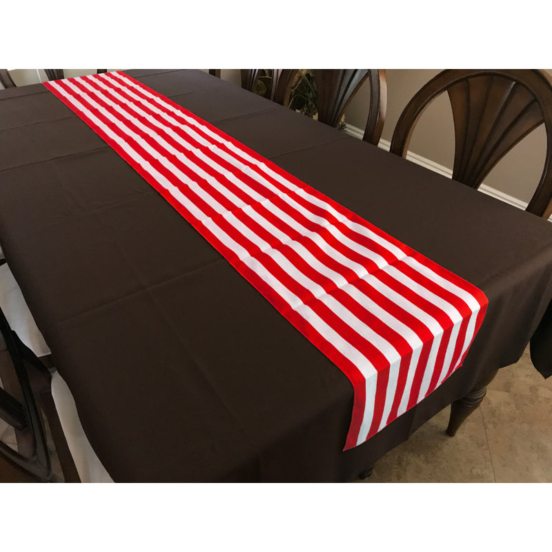 Chemin de table à rayures, Tapis de couloir 72 po, Rouge, 24"