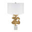 Lampe de table D17x30,2 "Ginkgo Gold Leaf avec base en marbre et abat-jour tambour blanc (assemblage de l'abat-jour requis)