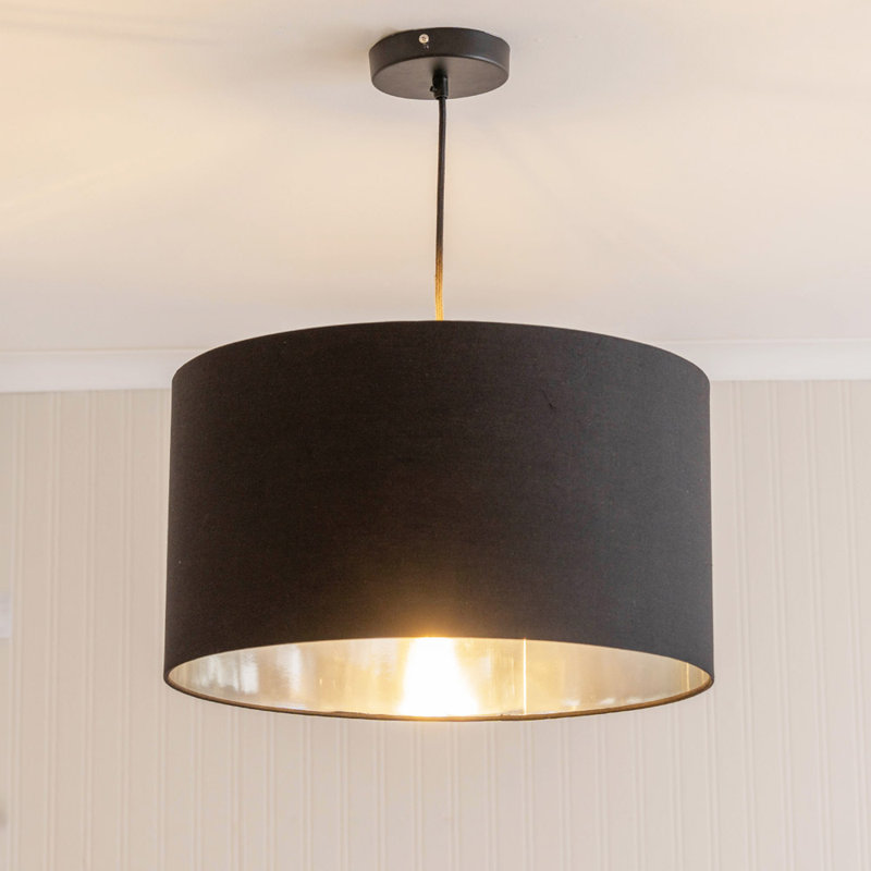 Stulin Linen Blend Lamp Shade in Black, 25cm H  x 45cm W  x 45cm D