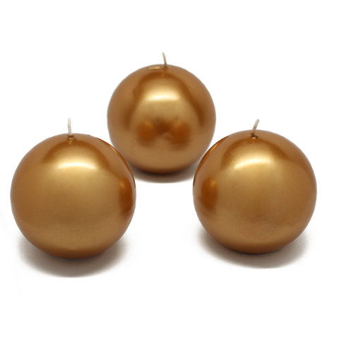Unscented Novelty Candle, Set of 12, 4" Diameter, Metallic Gold
